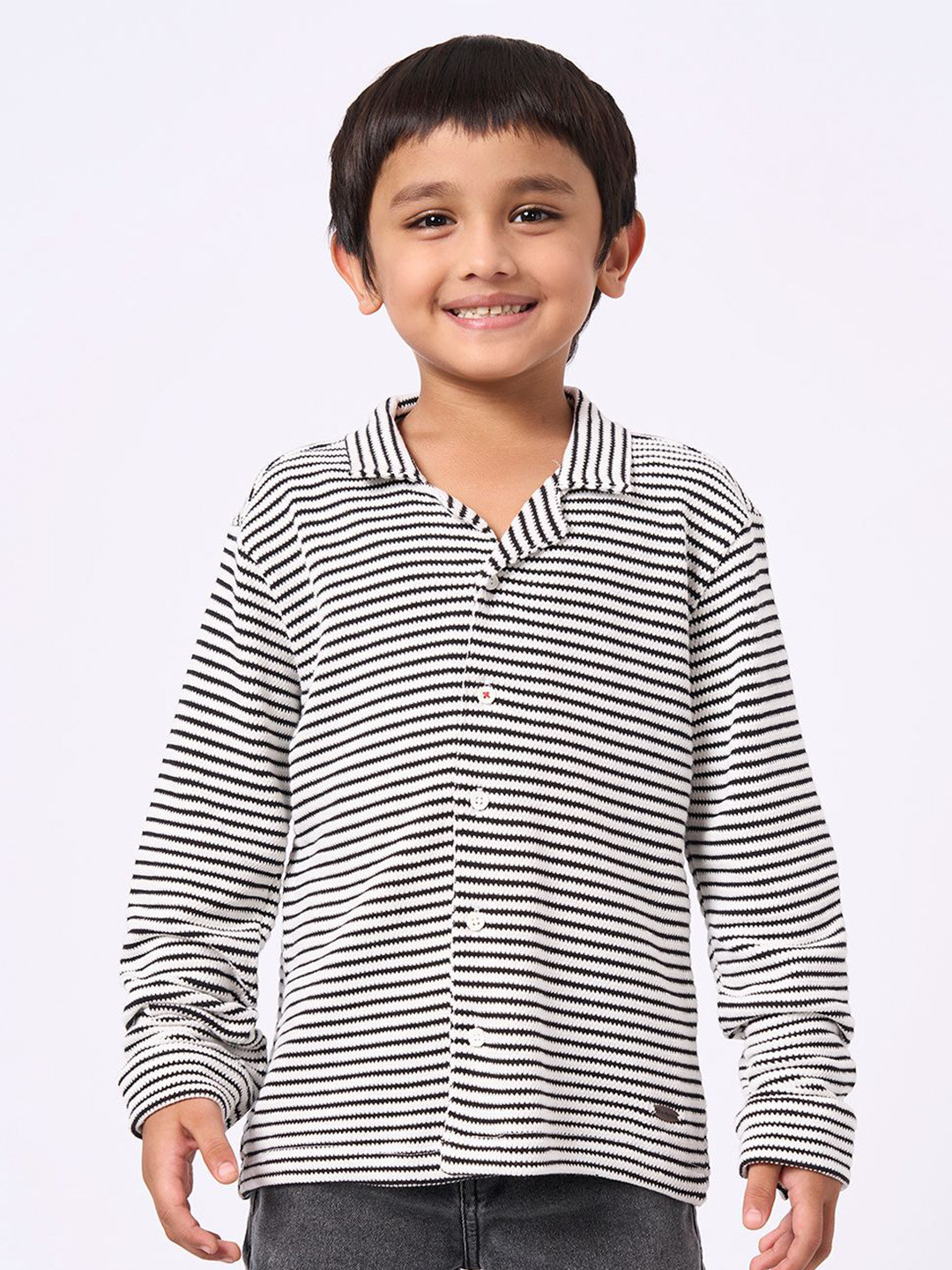 Ed-a-Mamma Boys Horizontal Striped Cotton Shirts