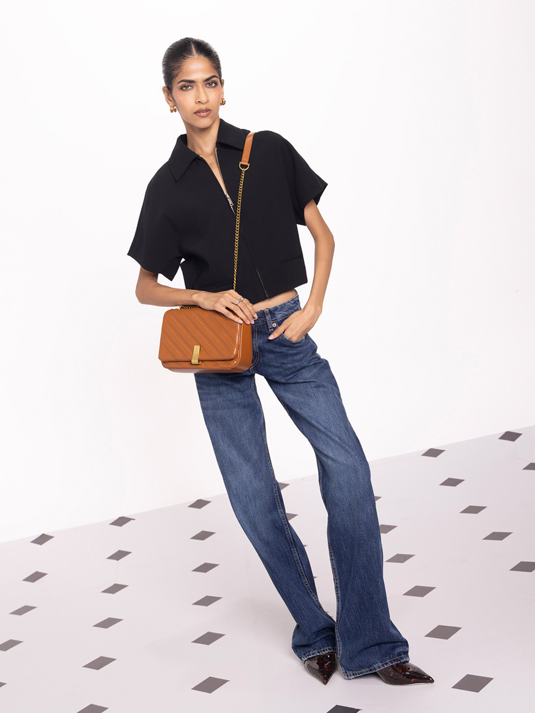 Inez Solid Sling Bag With Adjustable Crossbody Strap