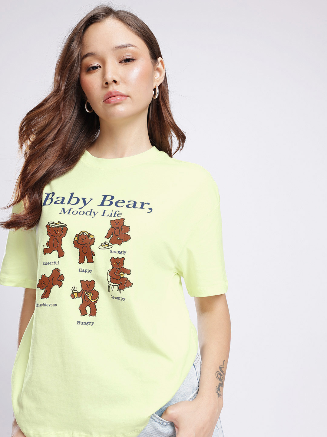 Lime Green Graphic Printed Oversized T-shirt