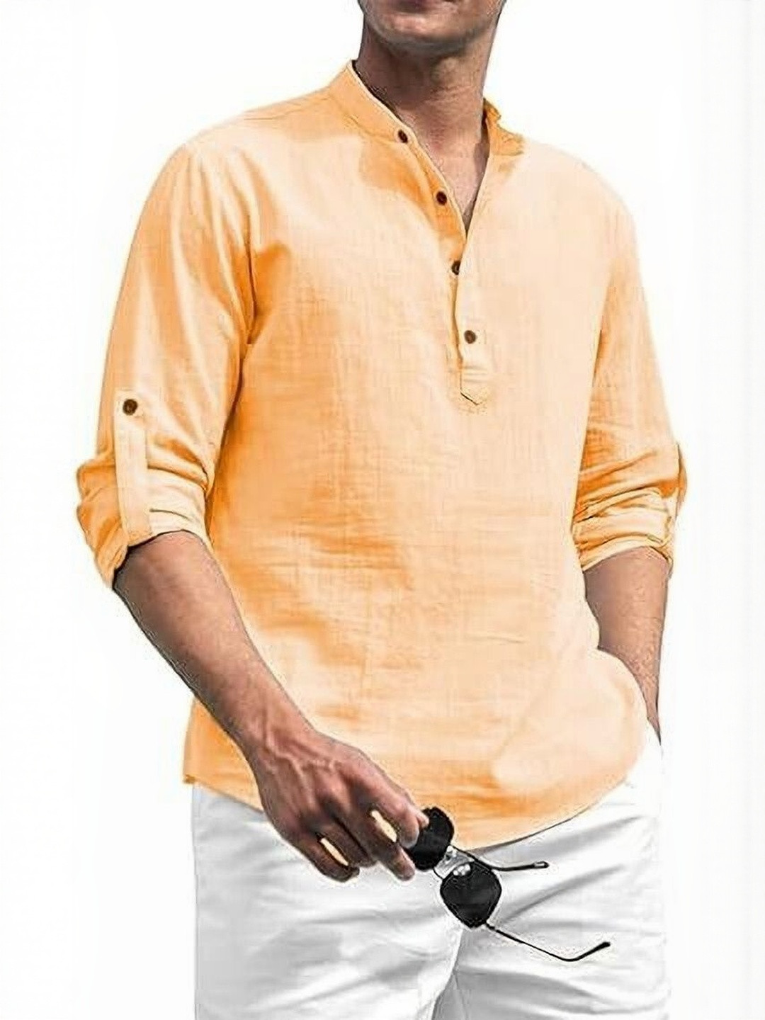 Edin Solid Straight Mandarin Collar Kurta