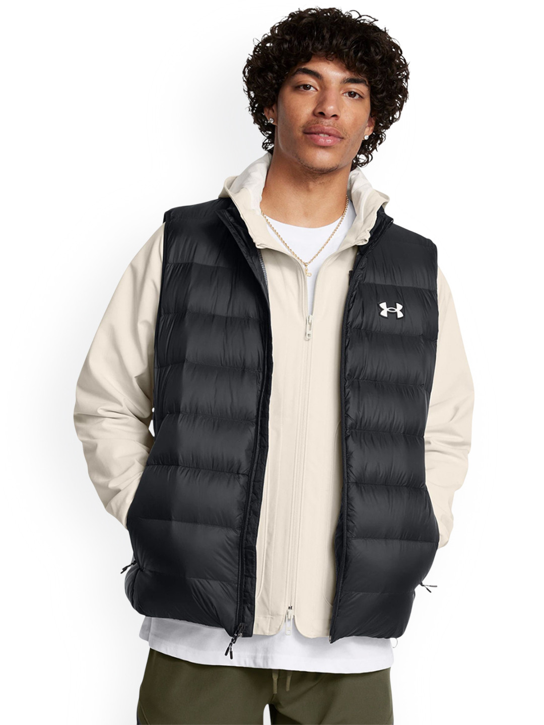 UNDER ARMOUR Men Mock Collar Solid Puffer Jacket