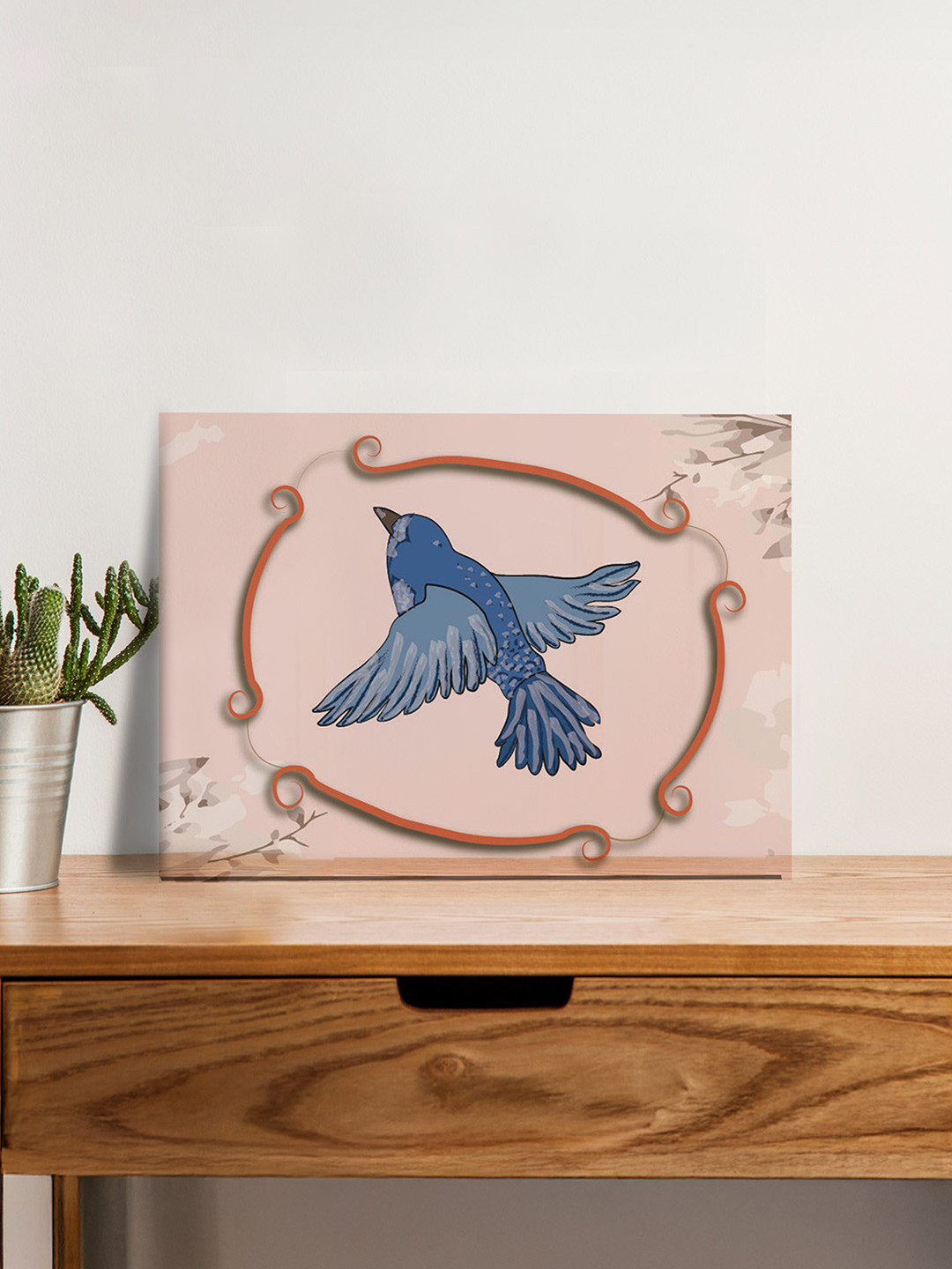 nestroots Pink & Brown Wings Petals Canvas Wall Art