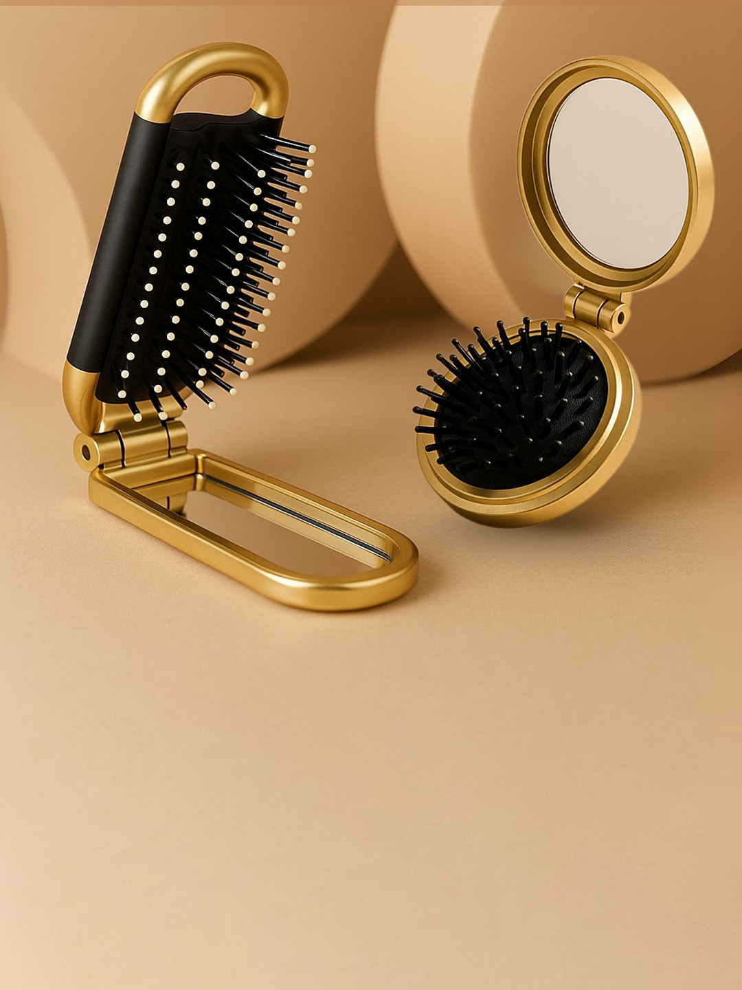 Zeyu Set Of 2 Foldable Mirror Comb & Hair Brush Set