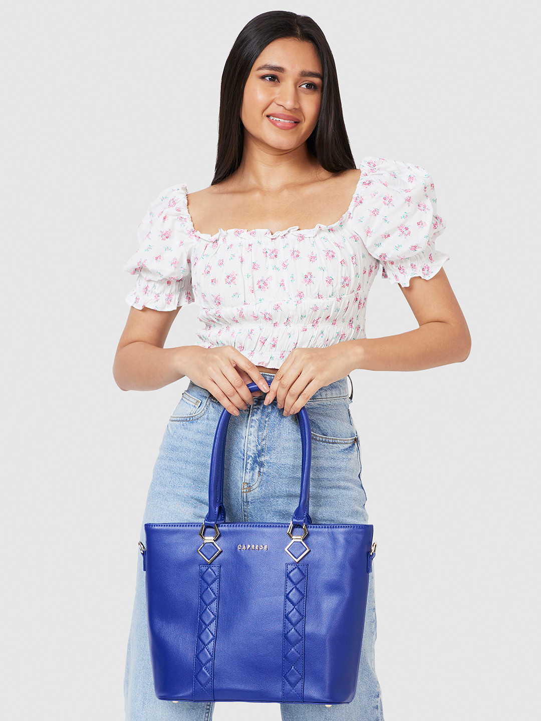 DressBerry X CAPRESE Lydia Women Blue Large Tote Bag
