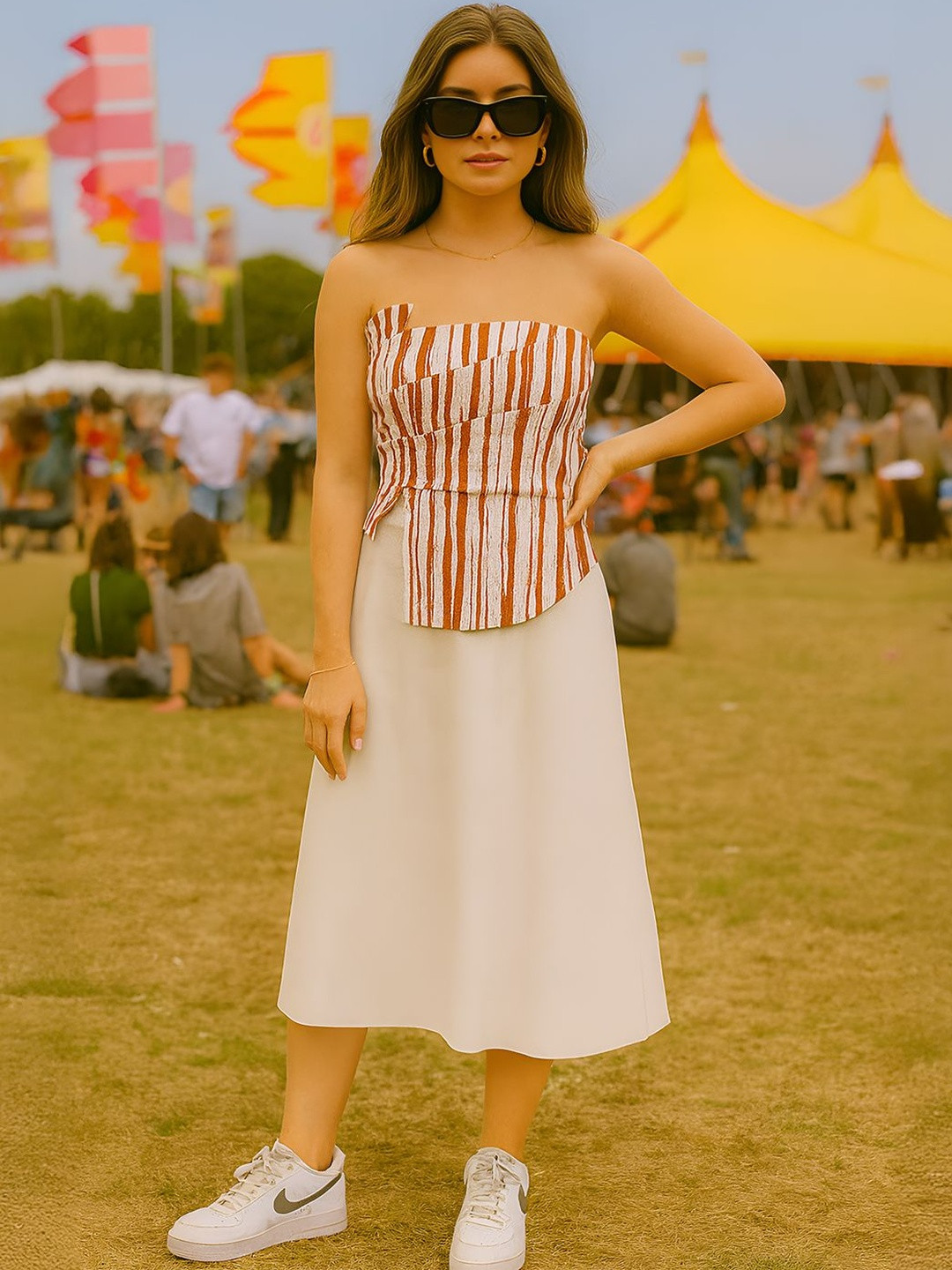 don't be basic Women Striped Tube Crop Top
