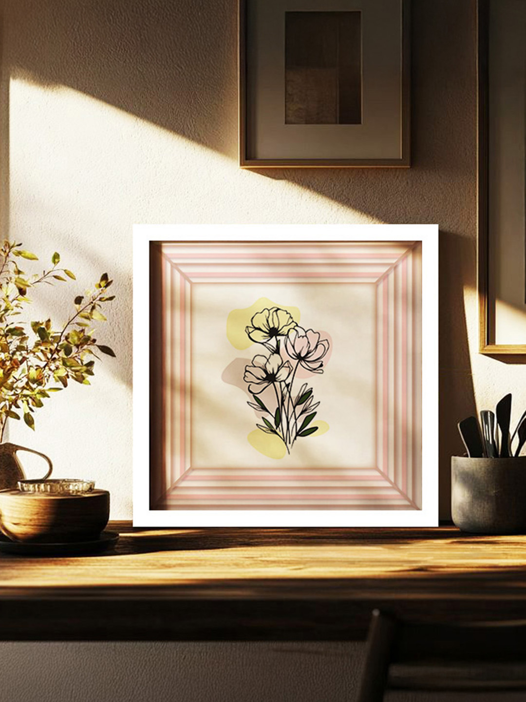 nestroots Black & Pink Blush Bloom Canvas Wall Art