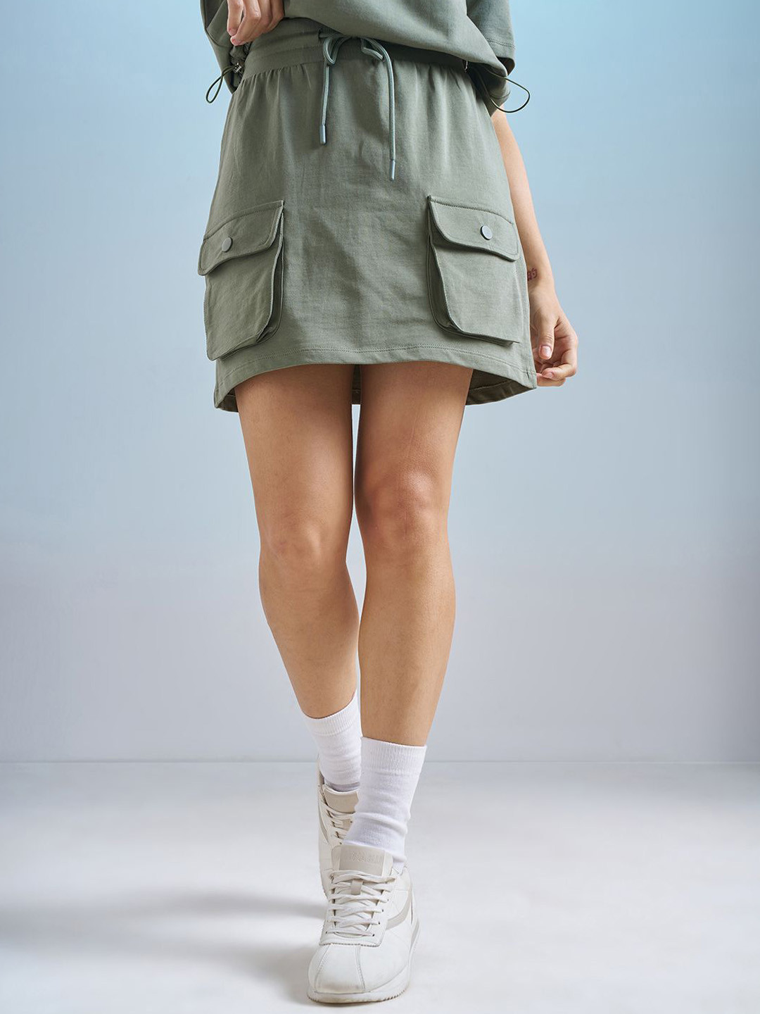 Street By Tokyo Talkies Cotton A-Line Mini Utility Skirt