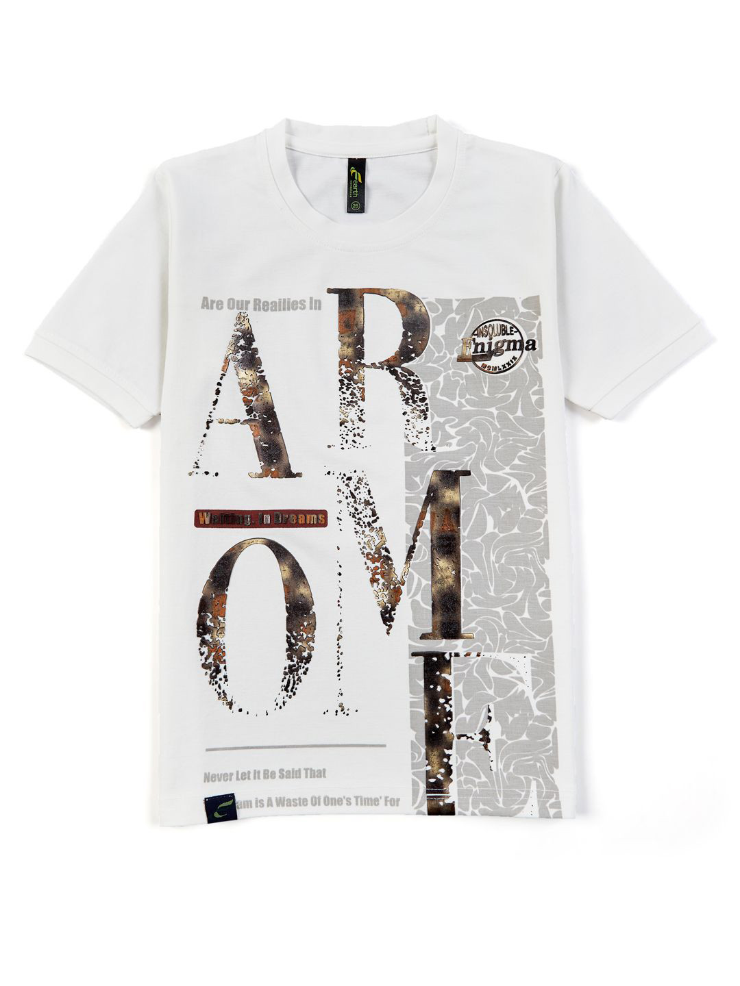 earth conscious Boys Typography Dencity Alfabet Printed Round Neck Regular Fit T-shirt