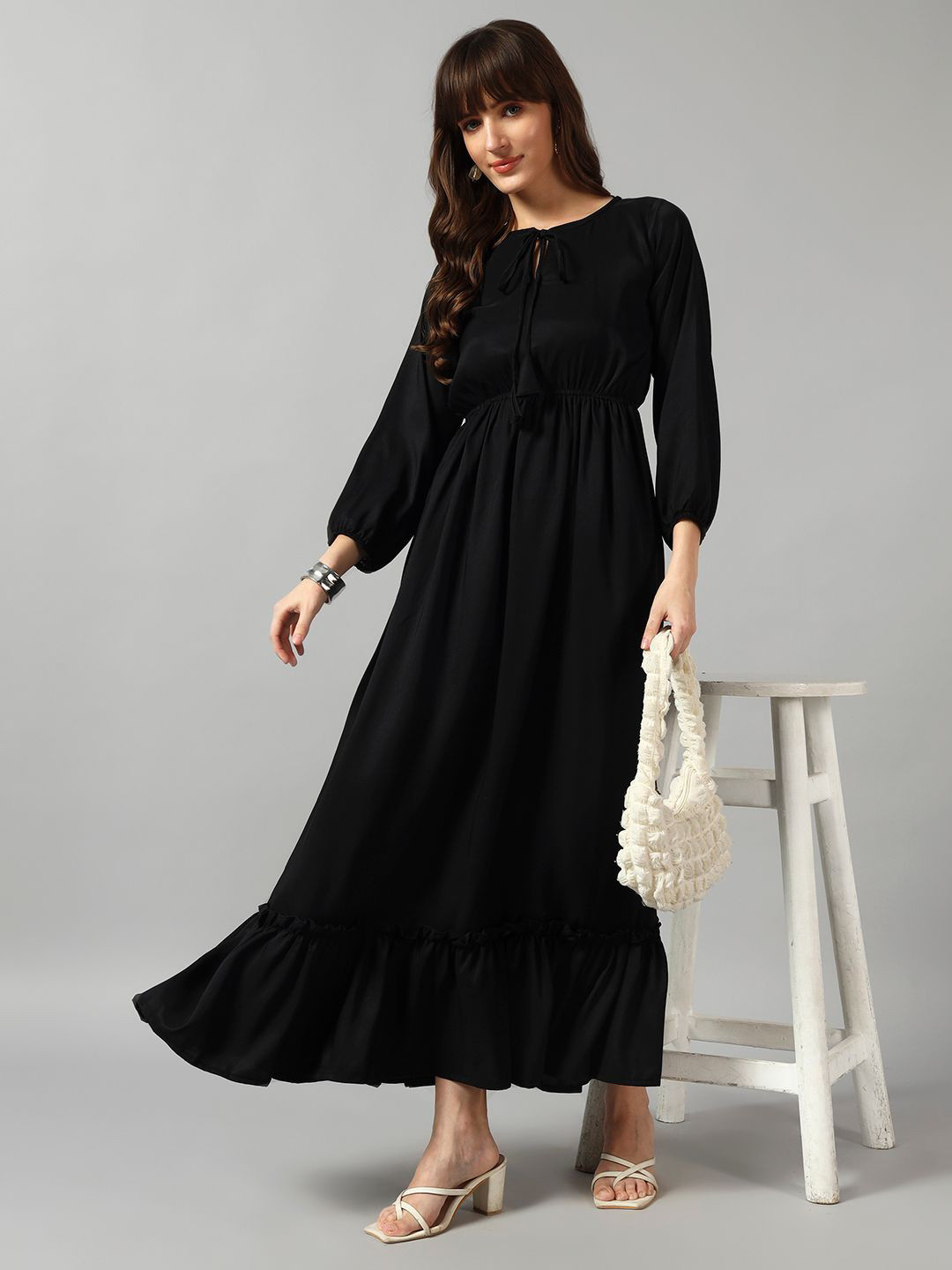Femvy Fit & Flare Gathered or Pleated Maxi Dress