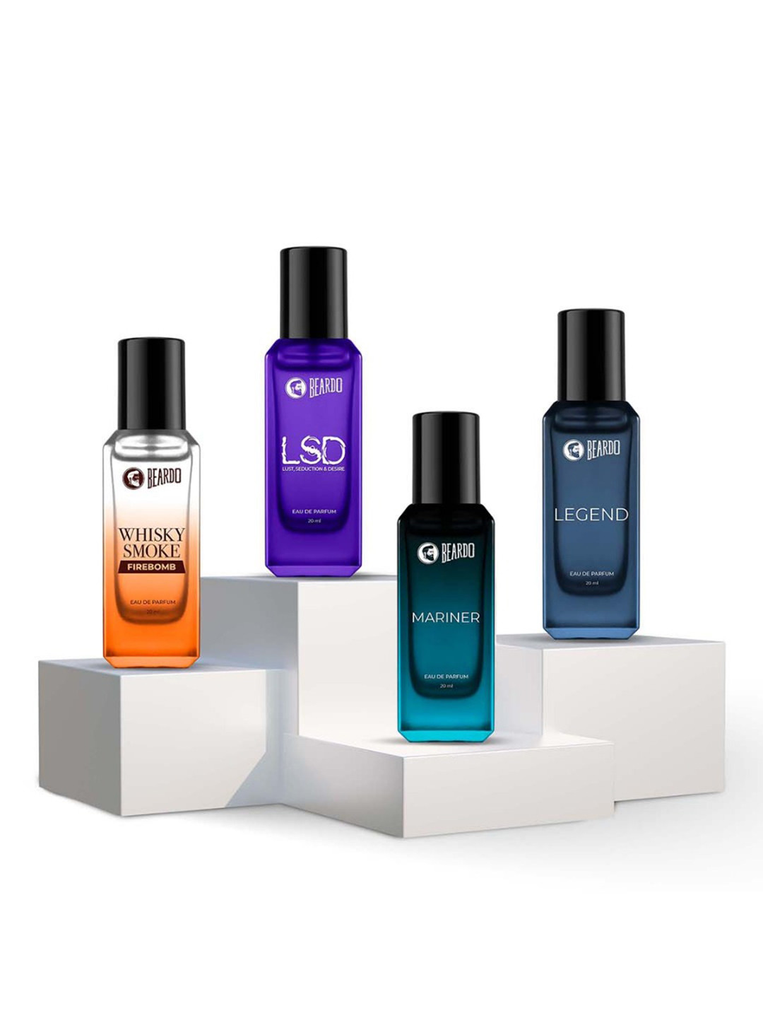 BEARDO Men Set of 4 EDP 20ml each - LSD + Whisky Smoke Firebomb + Mariner + Legend