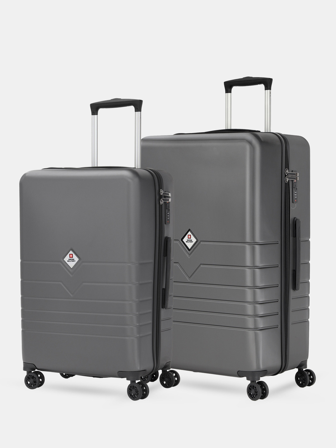 SWISS MILITARY Unisex Set Of 2 Textured Hard-Sided Trolley Suitcase