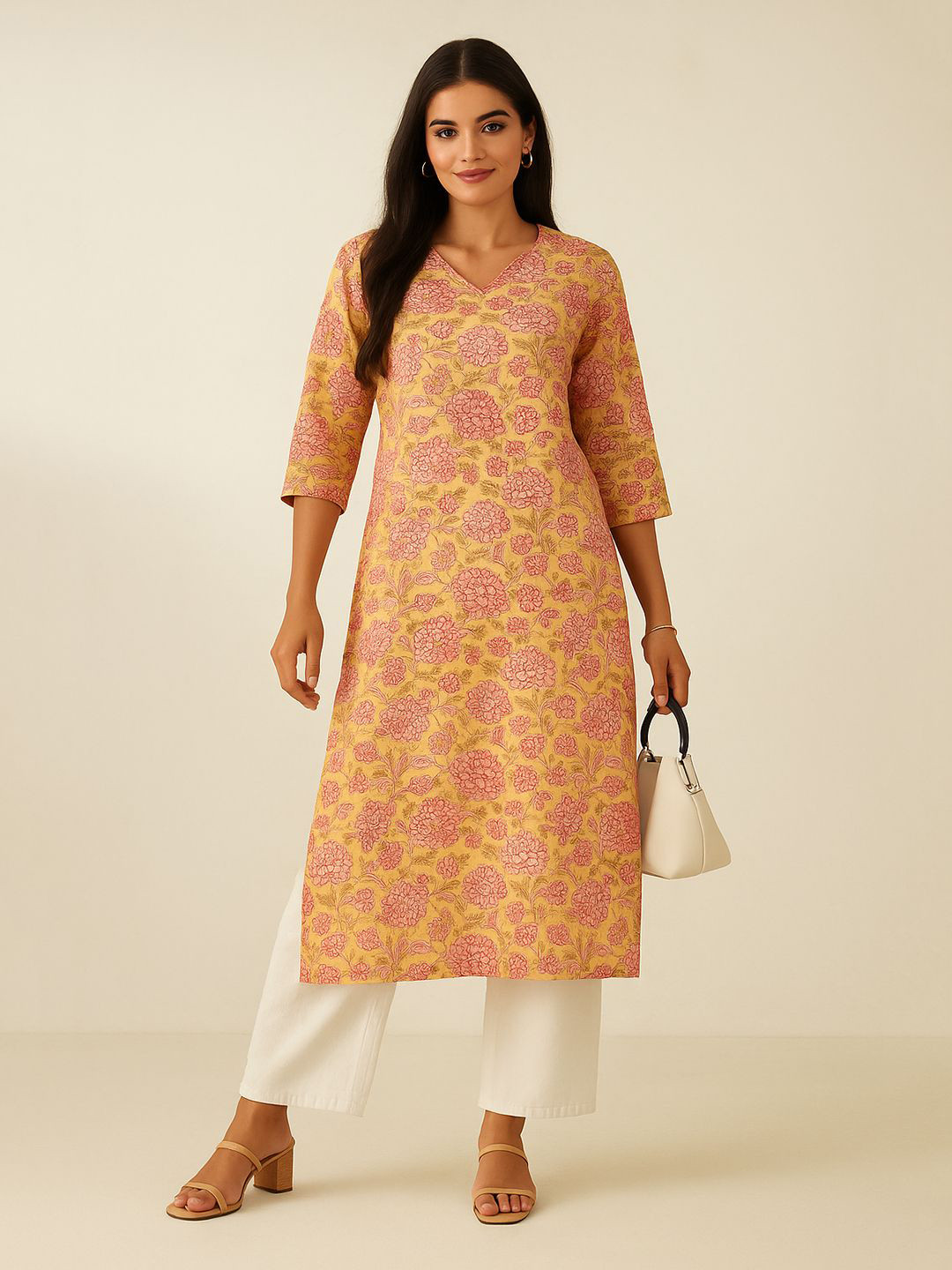 Eco Clothing Women Floral Embroidered Chikankari Kurta