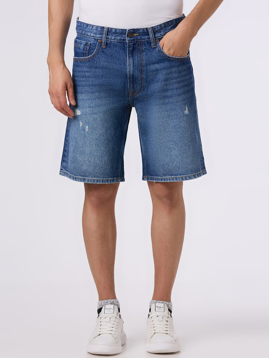 Pepe Jeans Men Washed Loose Fit Denim Shorts