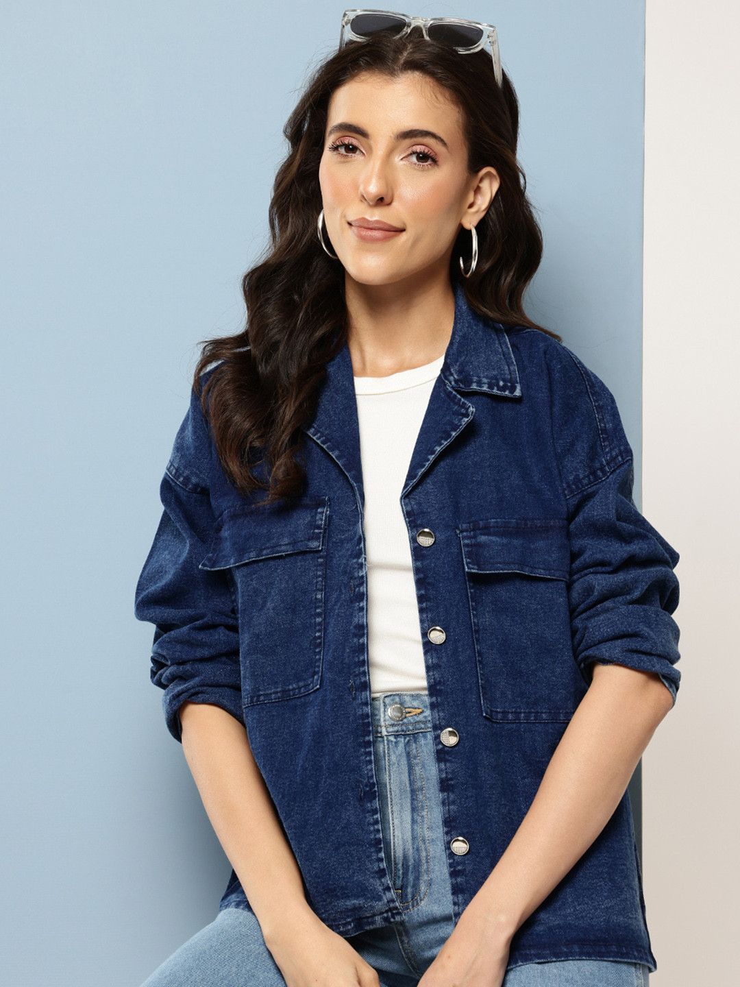 Aarika Notched Lapel Denim Jacket