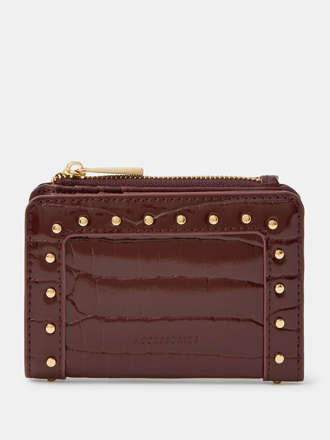 Accessorize Women Textured Stud Zip Around Wallet