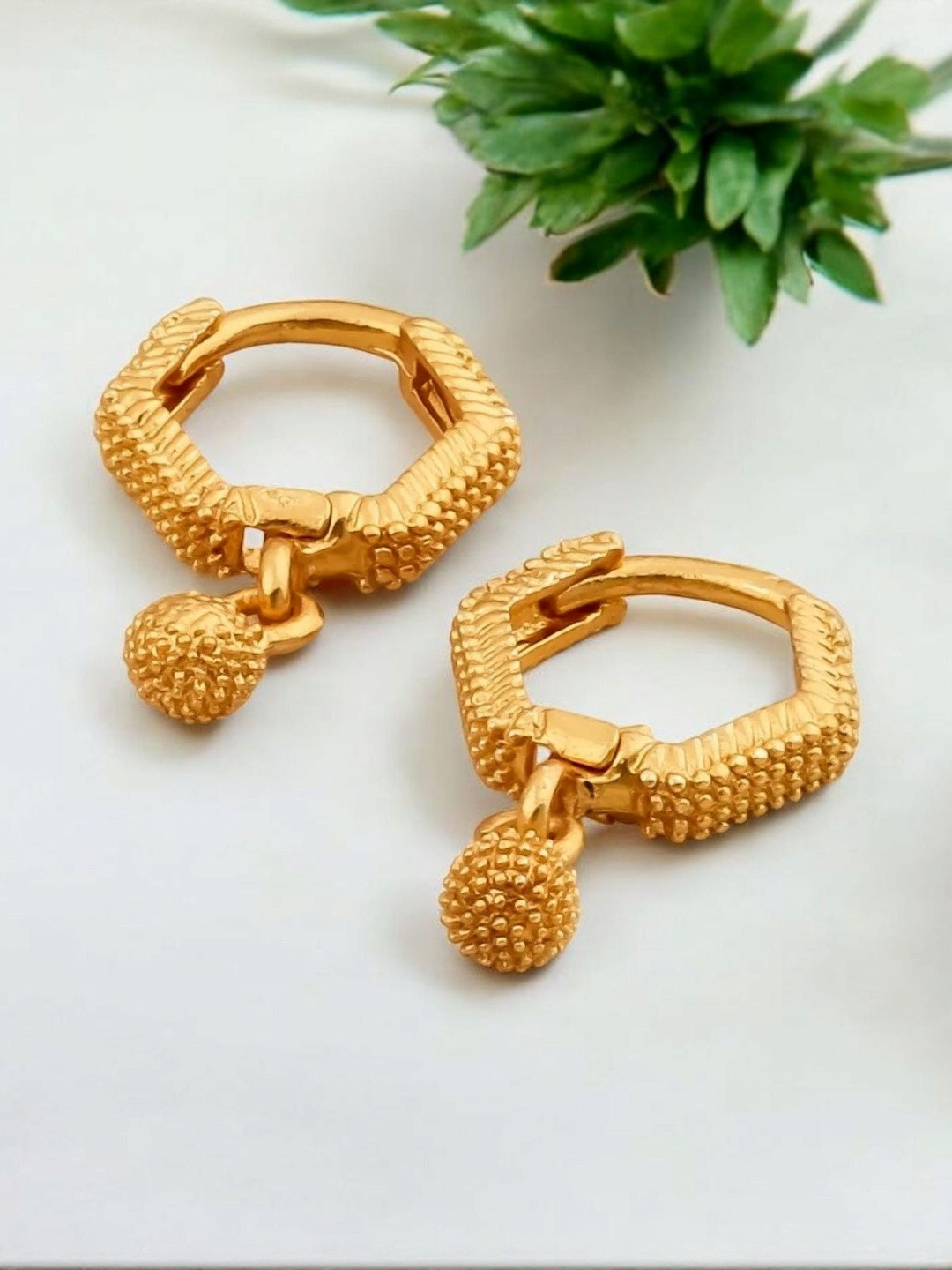SHREE KRISHNA SHOPPING Gold-Plated Spherical Hoop Earring