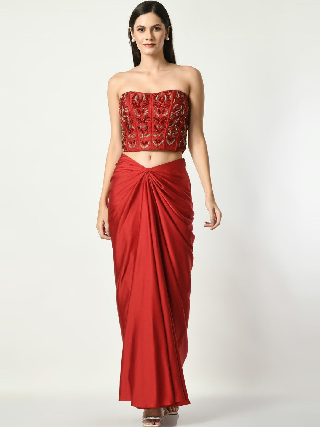 SUNANTA MADAAN Women Satin Wrap Maxi Skirts