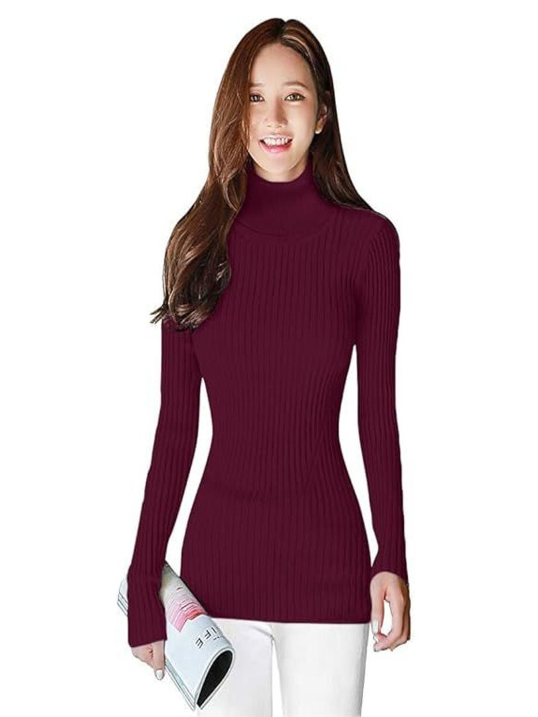 Aglobi Women High Neck Long Sleeve Longline Sweatshirt