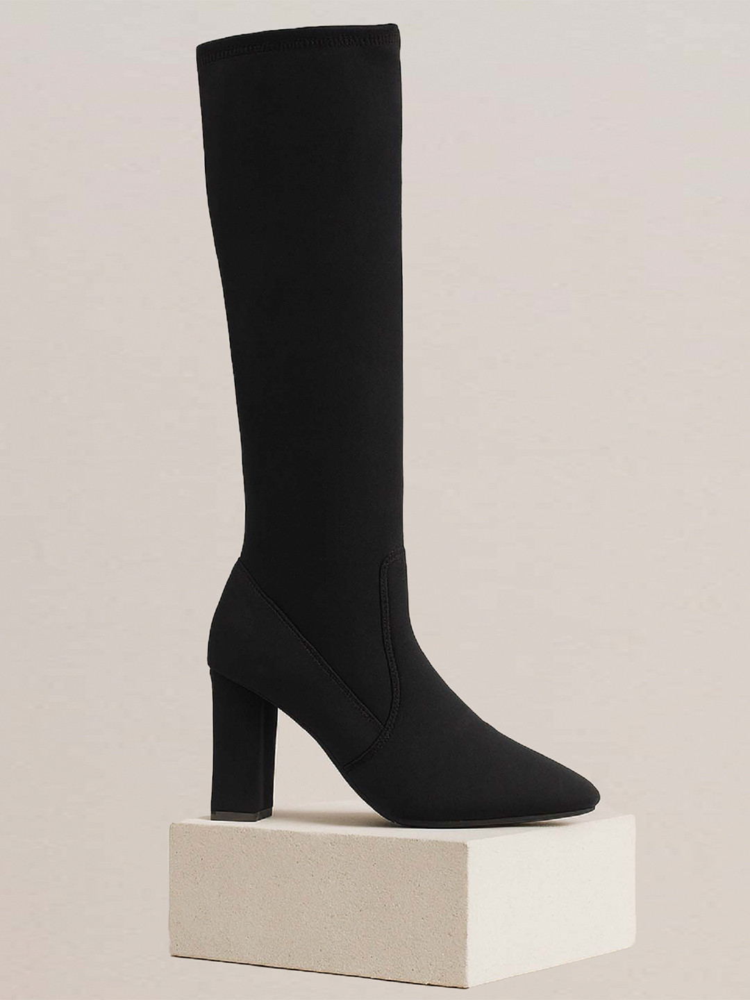 Bxxy Block Heel Socks Knee Long Boots