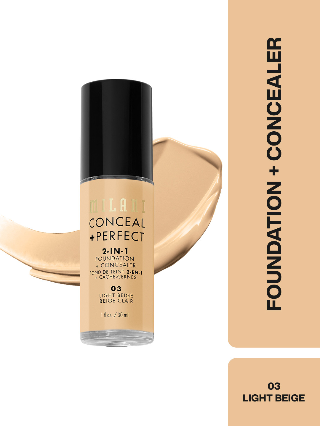 MILANI Conceal Perfect 2-in-1 Foundation & Concealer - Light Beige 03
