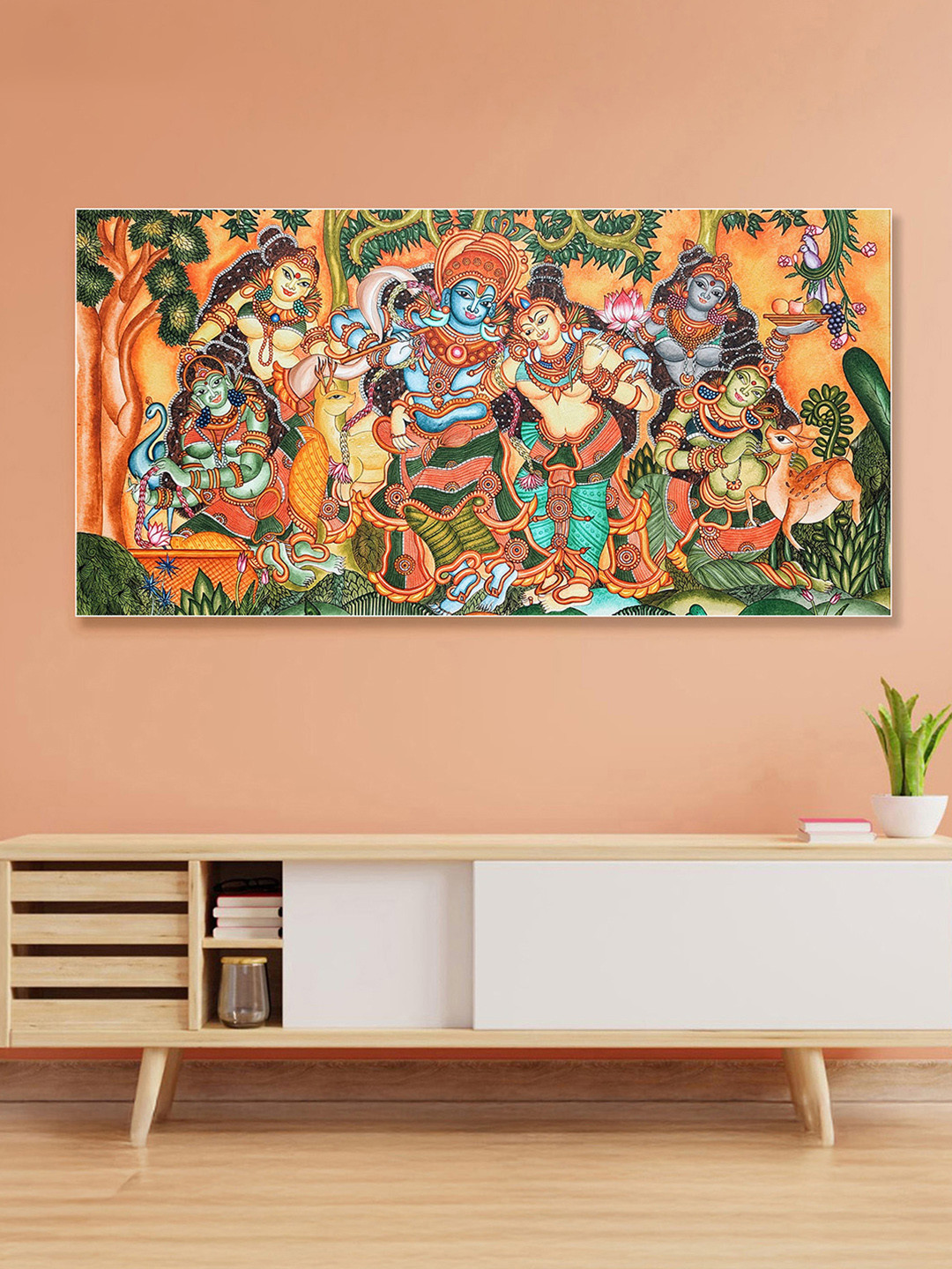 nestroots Brown & Green Majestic Horses in Dramatic Flight Painting Wall Art