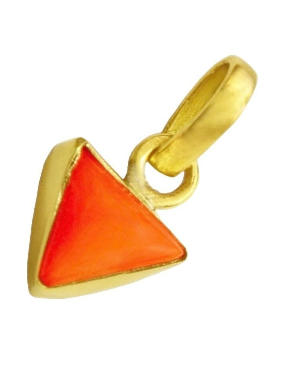 elitemart Unisex Gold-Plated Coral Stone Studded Triangular Shaped Pendant