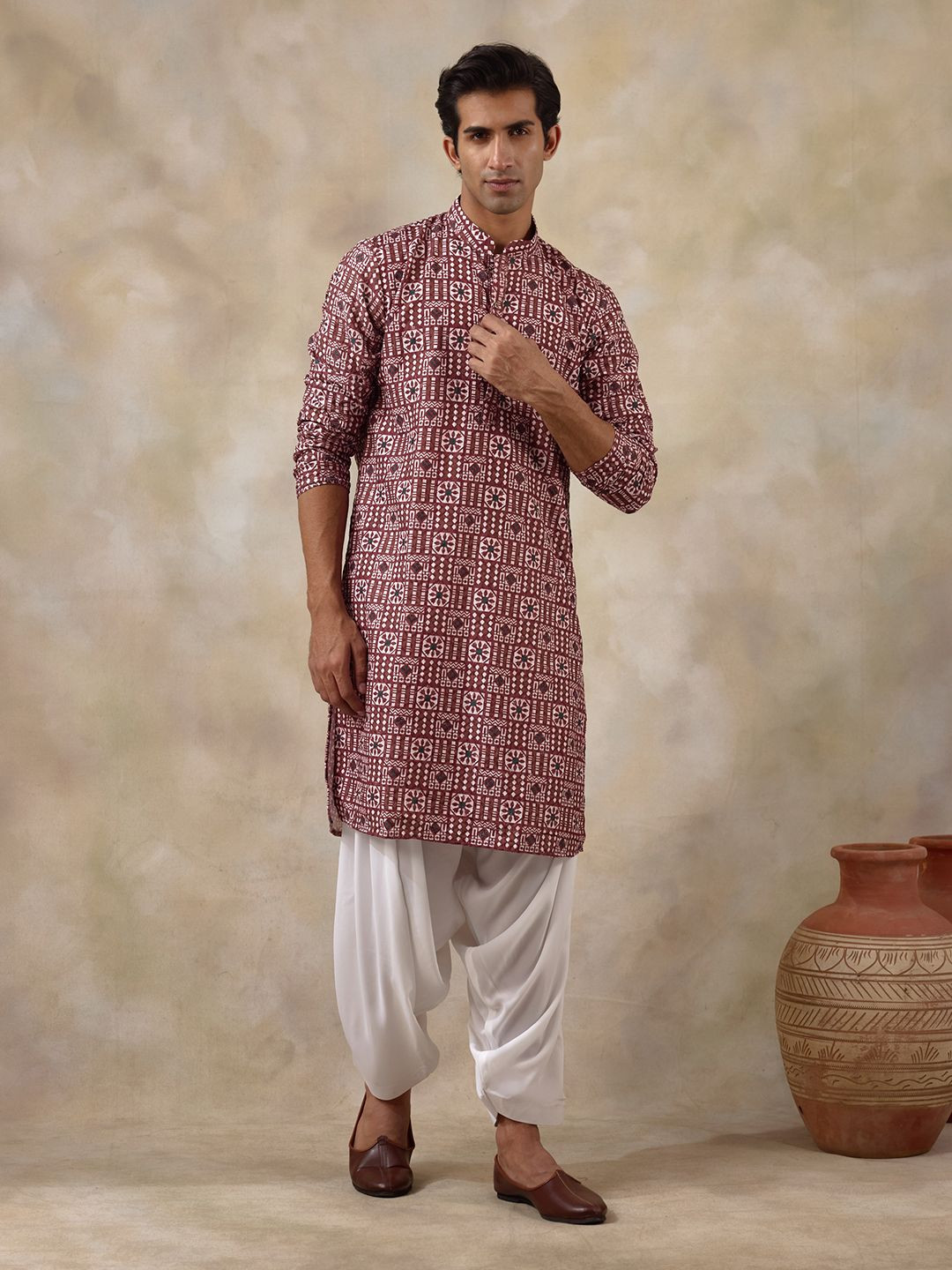 Satwaa Men Batik Printed Kurta