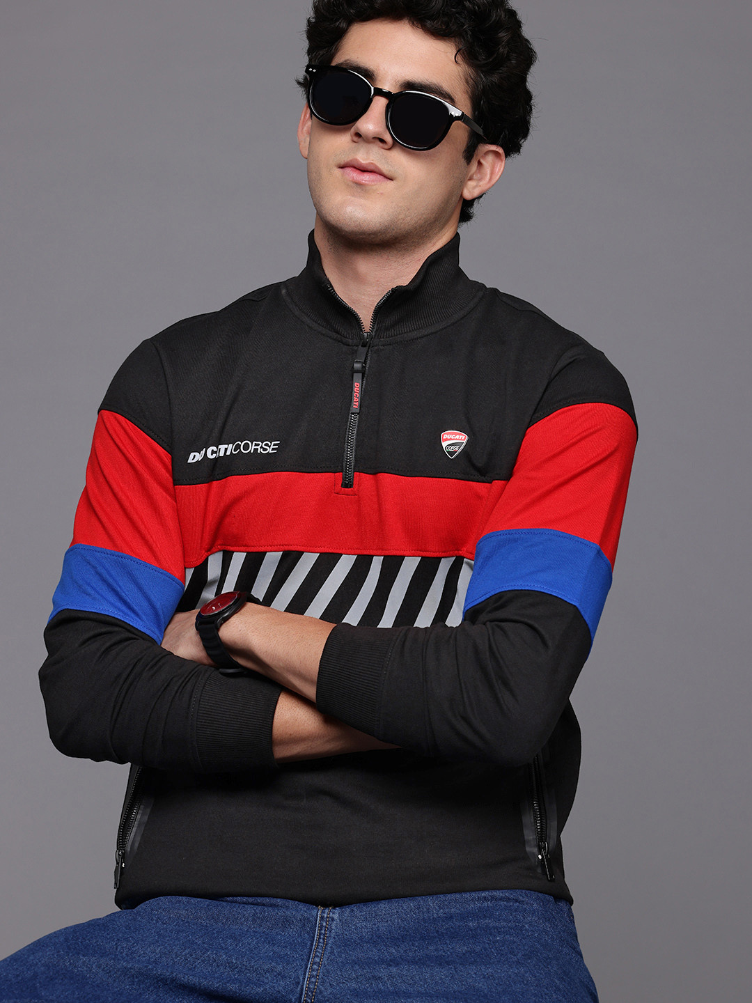 Ducati Striped Half Zipper Pullover