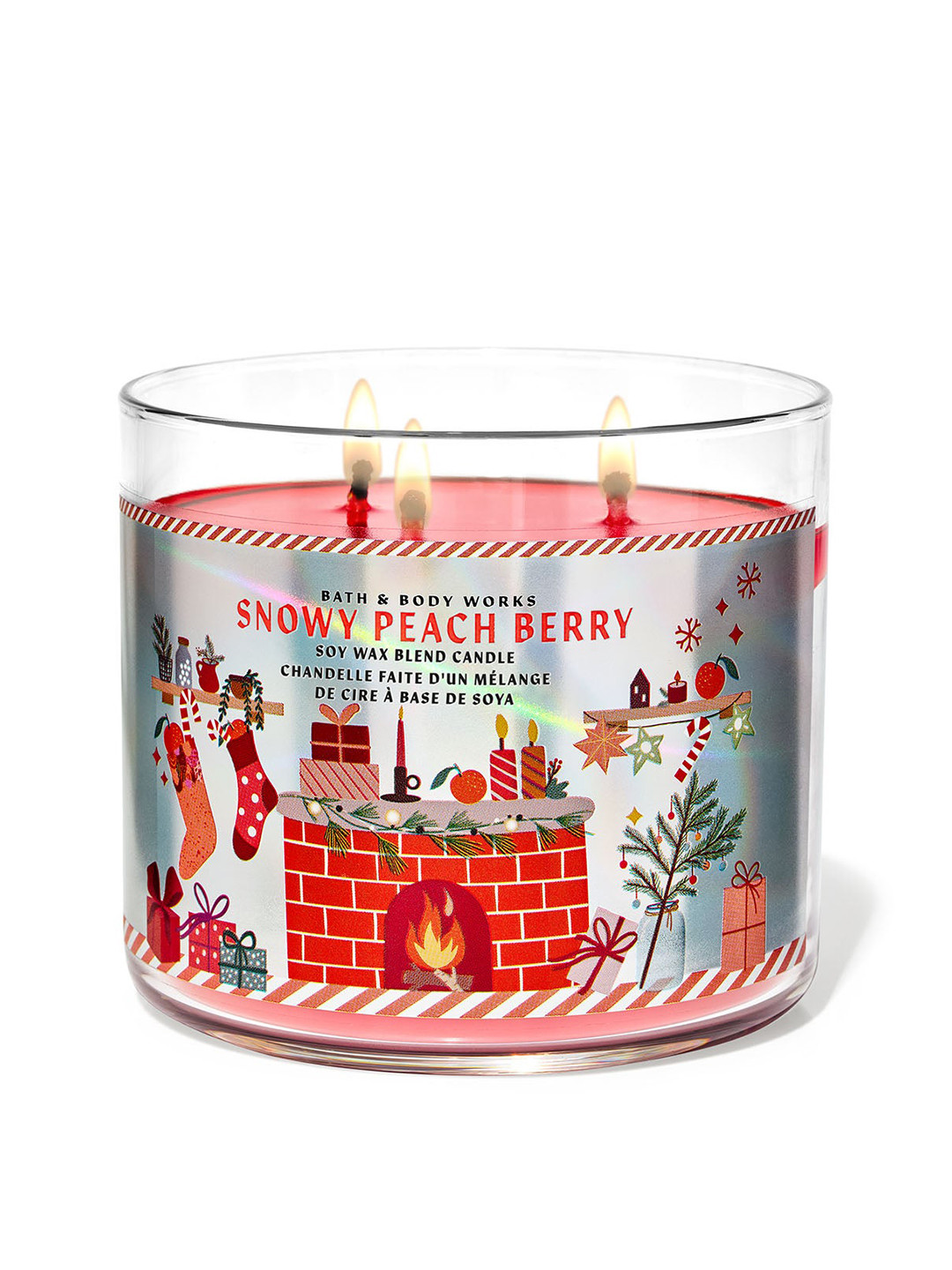 Bath & Body Works Snowy Peach Berry Soy Wax Blend 3-Wick Candle - 411 g