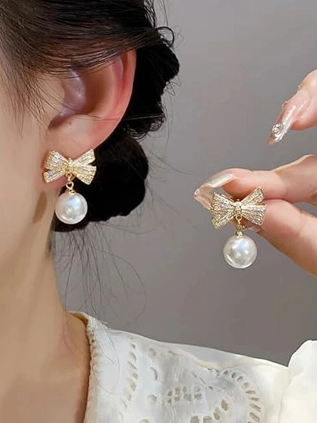 Vivity Gold-Plated Contemporary Shaped Drop Earrings