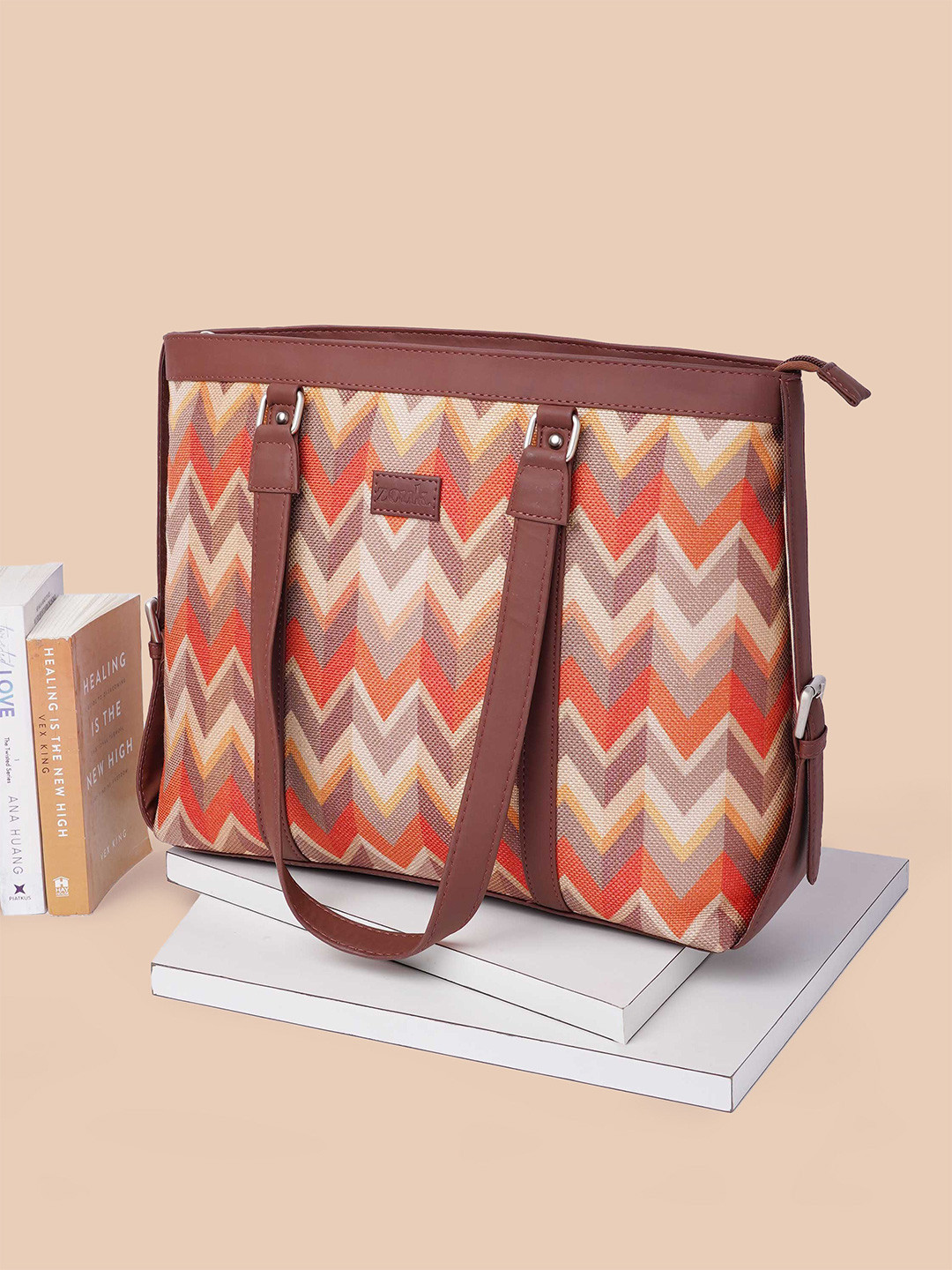 ZOUK Women Handcrafted Fabric Vegan Leather Shoulder Tote Bag