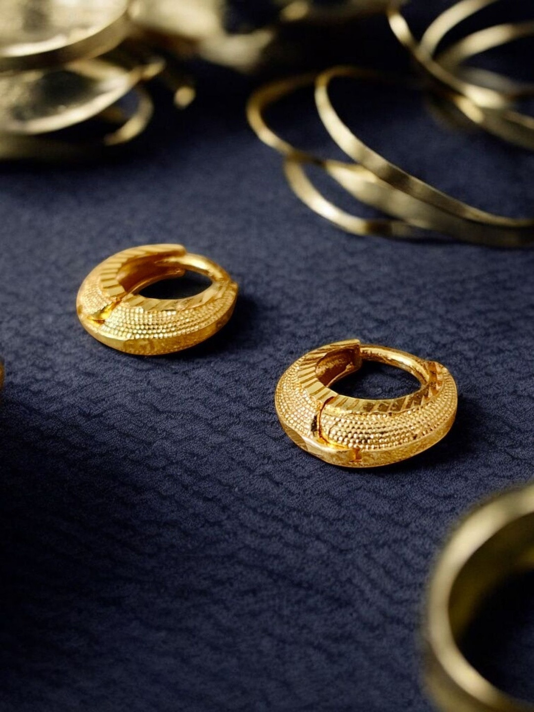 SHREE KRISHNA SHOPPING Unisex Gold-Plated Brass Hoop Earrings