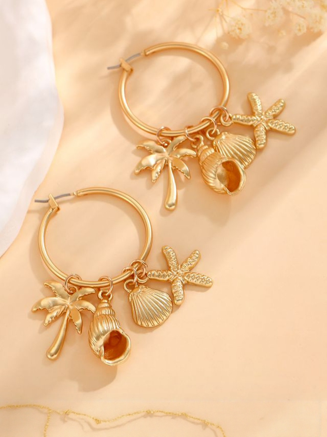 Stoln Quirky Shaped Starfish Shell Hoop Earrings