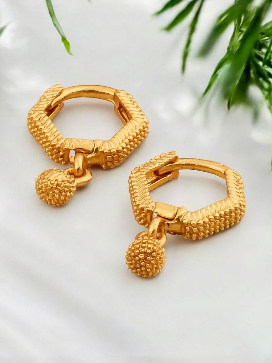 SHREE KRISHNA SHOPPING Gold-Plated Geometric Drop Earrings