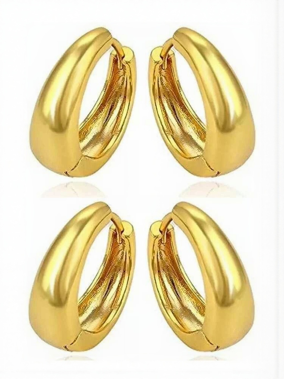 SHREE KRISHNA SHOPPING Set Of 2 Gold-Plated Circular Hoop Earrings