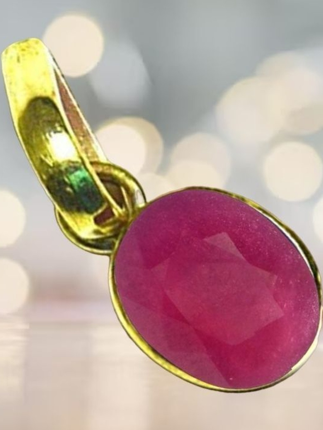 elitemart Unisex Gold-Plated Oval Natural Ruby Pendant
