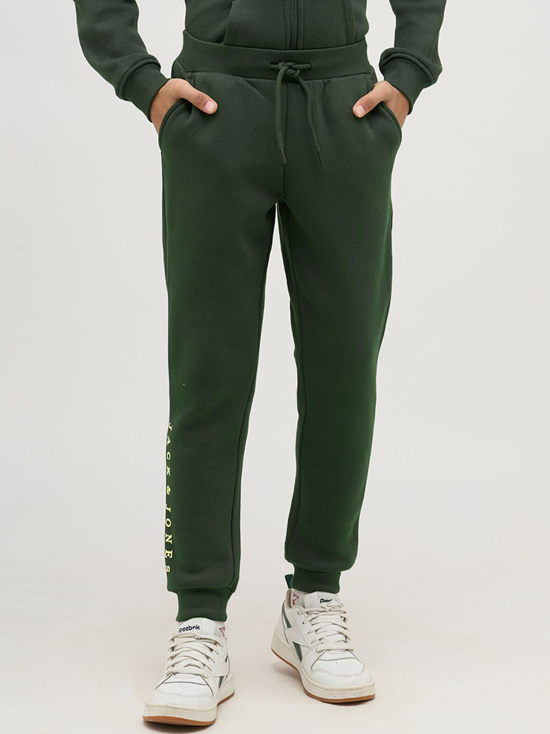 Jack & Jones Junior Boys Logo Text Printed Mid-Rise Joggers
