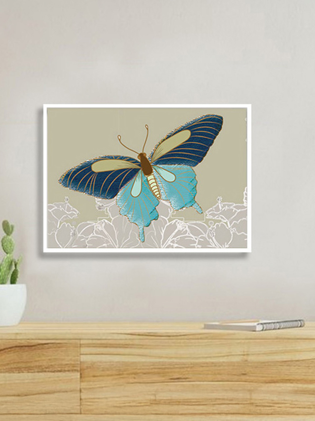 nestroots Blue & Navy Blue Celestial Butterfly Canvas Wall Art
