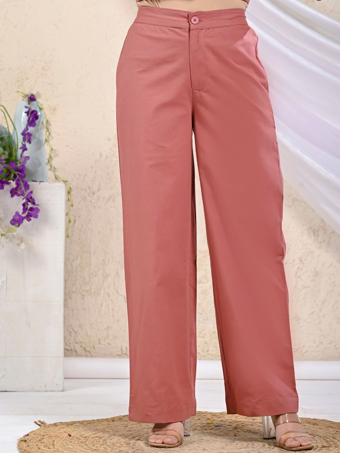 SATHRAY Women Original Regular Fit Mid-Rise Cotton Trousers