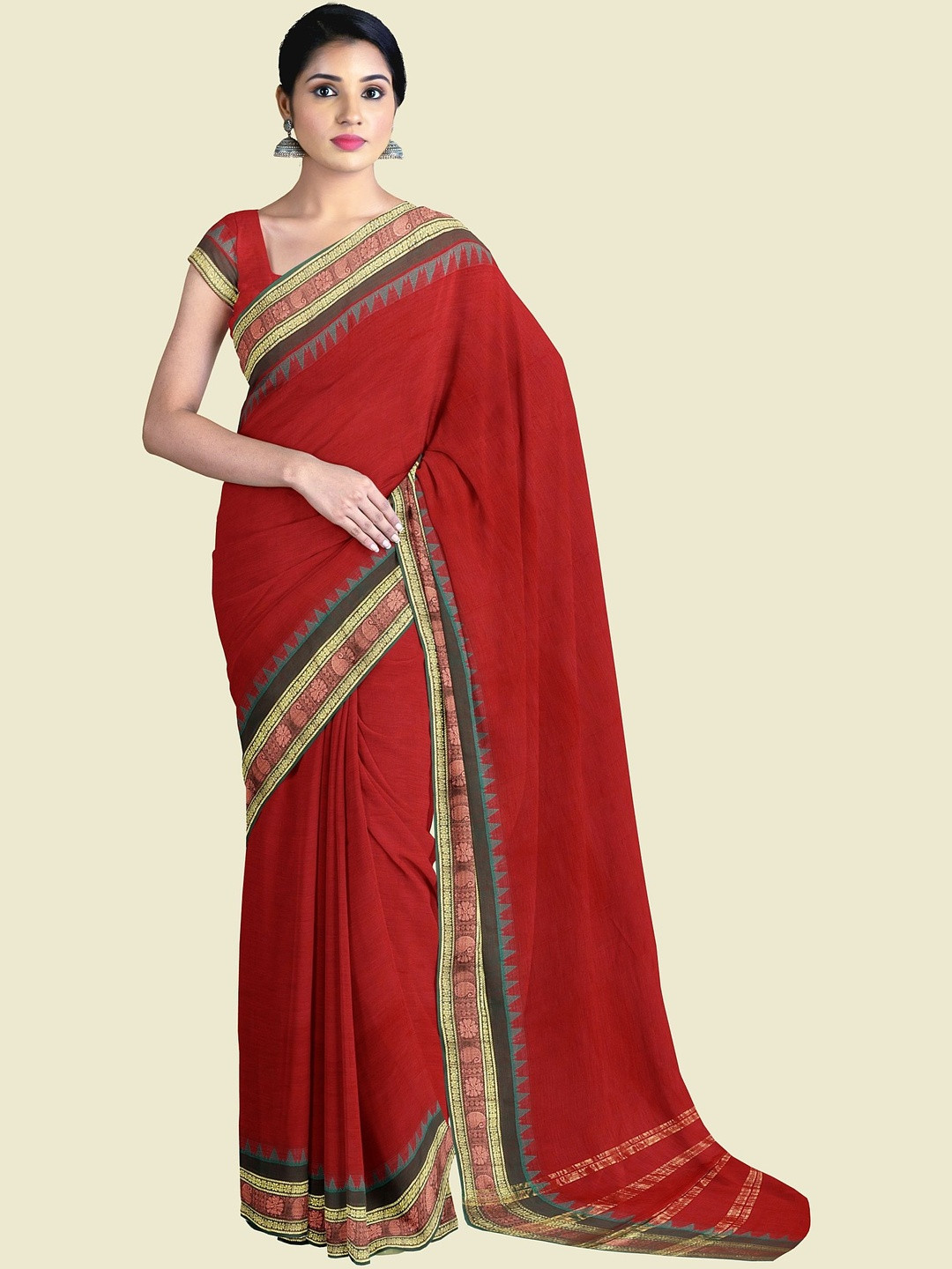 The Chennai Silks Woven Design Border Pure Cotton Saree