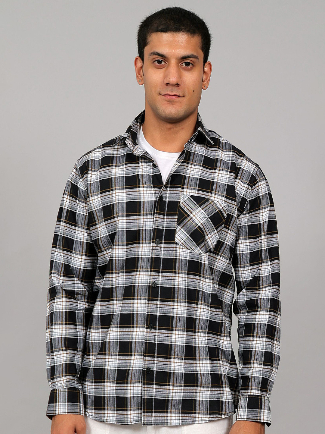 BLUEBIRD Checked Cotton Sharp Fit Casual Shirt