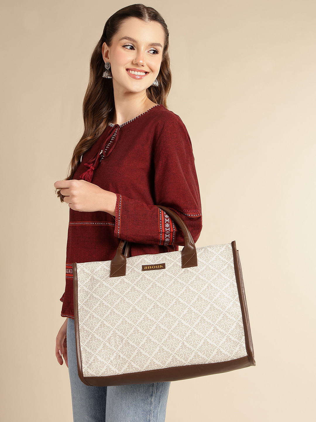 Anouk Indie Floral Printed Laptop Handheld Bag - Up to 14 inch