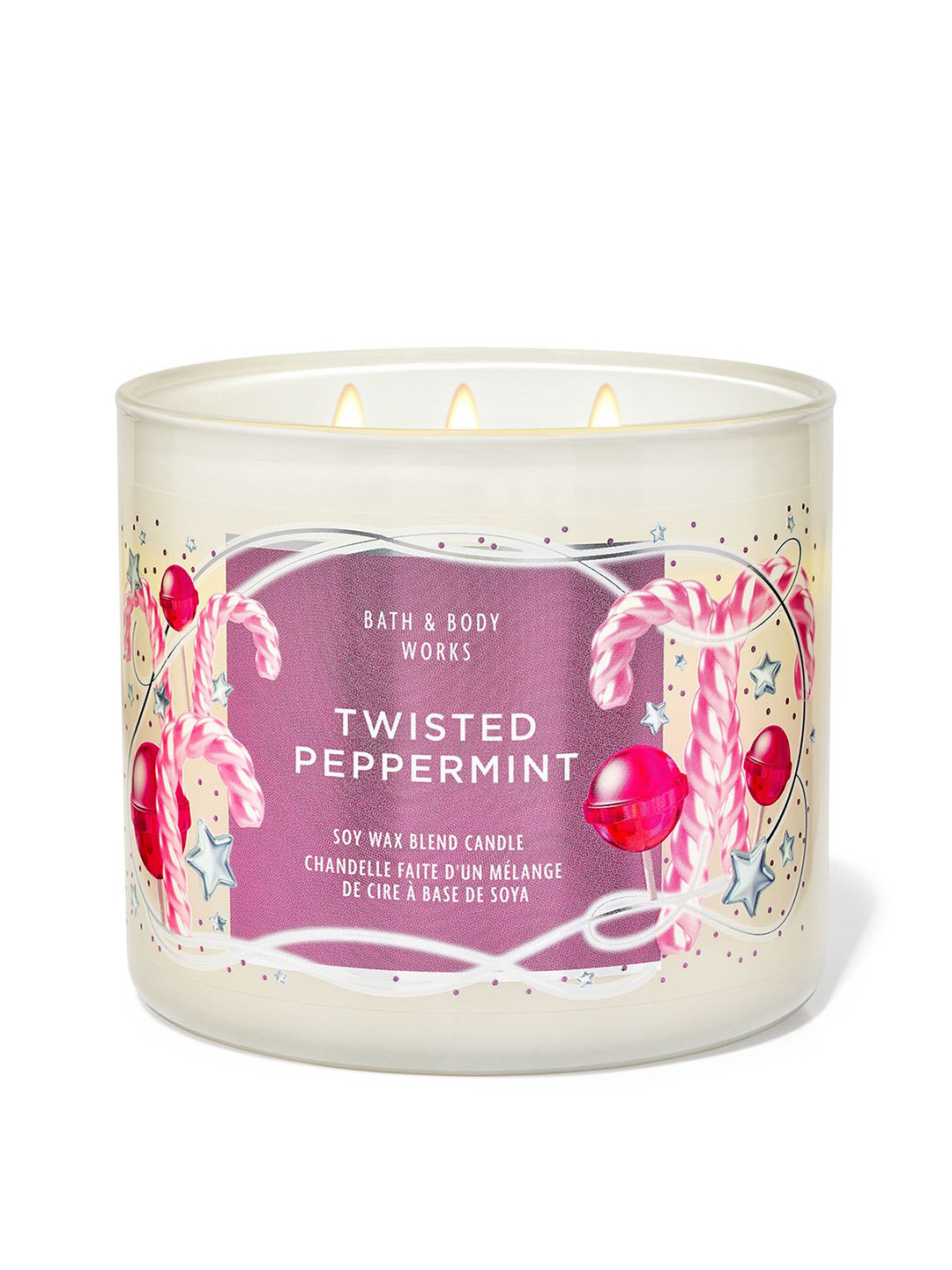 Bath & Body Works Twisted Peppermint Soy Wax Blend 3-Wick Candle - 411 g