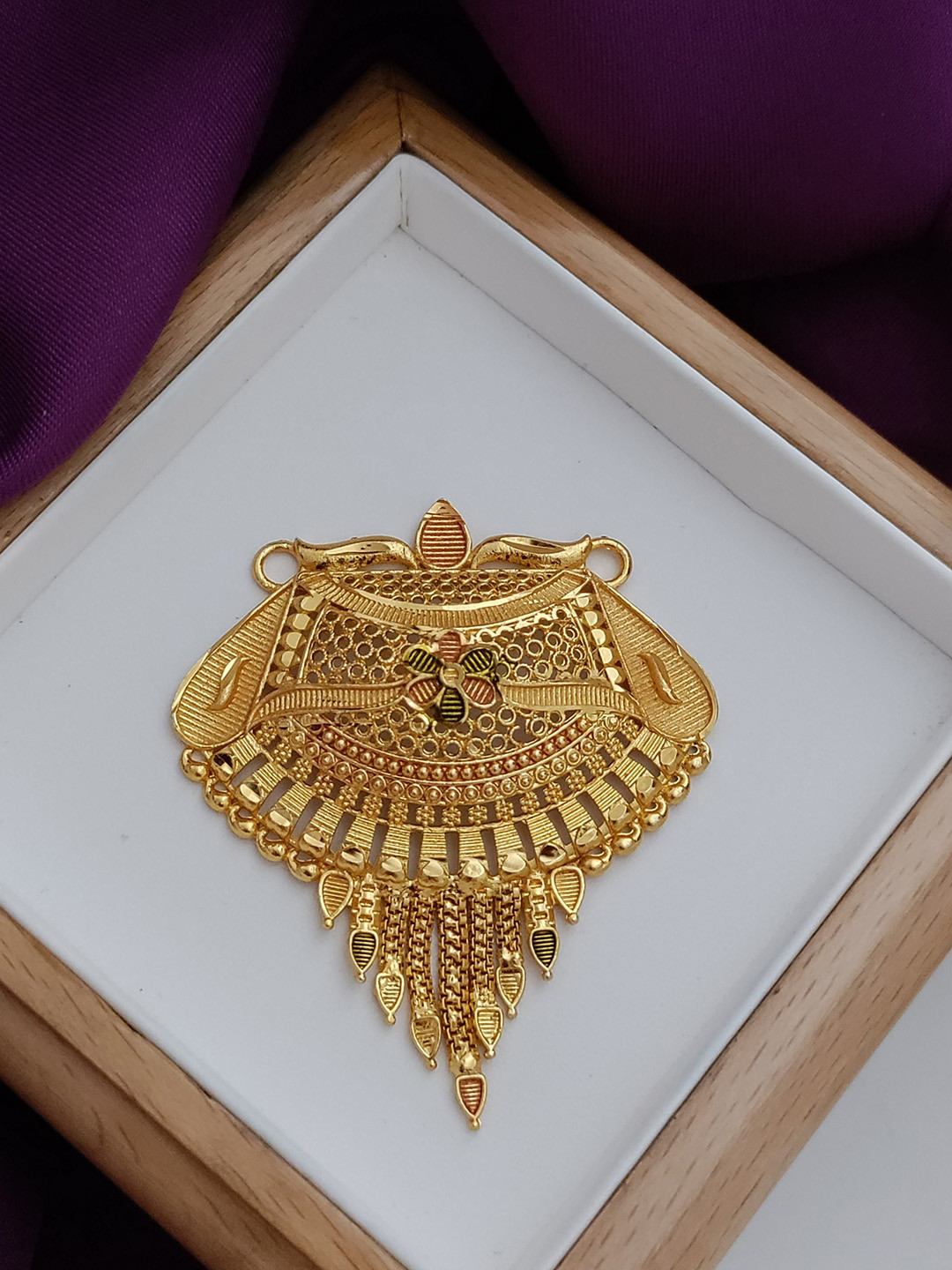 OM KRISHIV COLLECTION  Brass-Plated Diamond Shaped Pendant