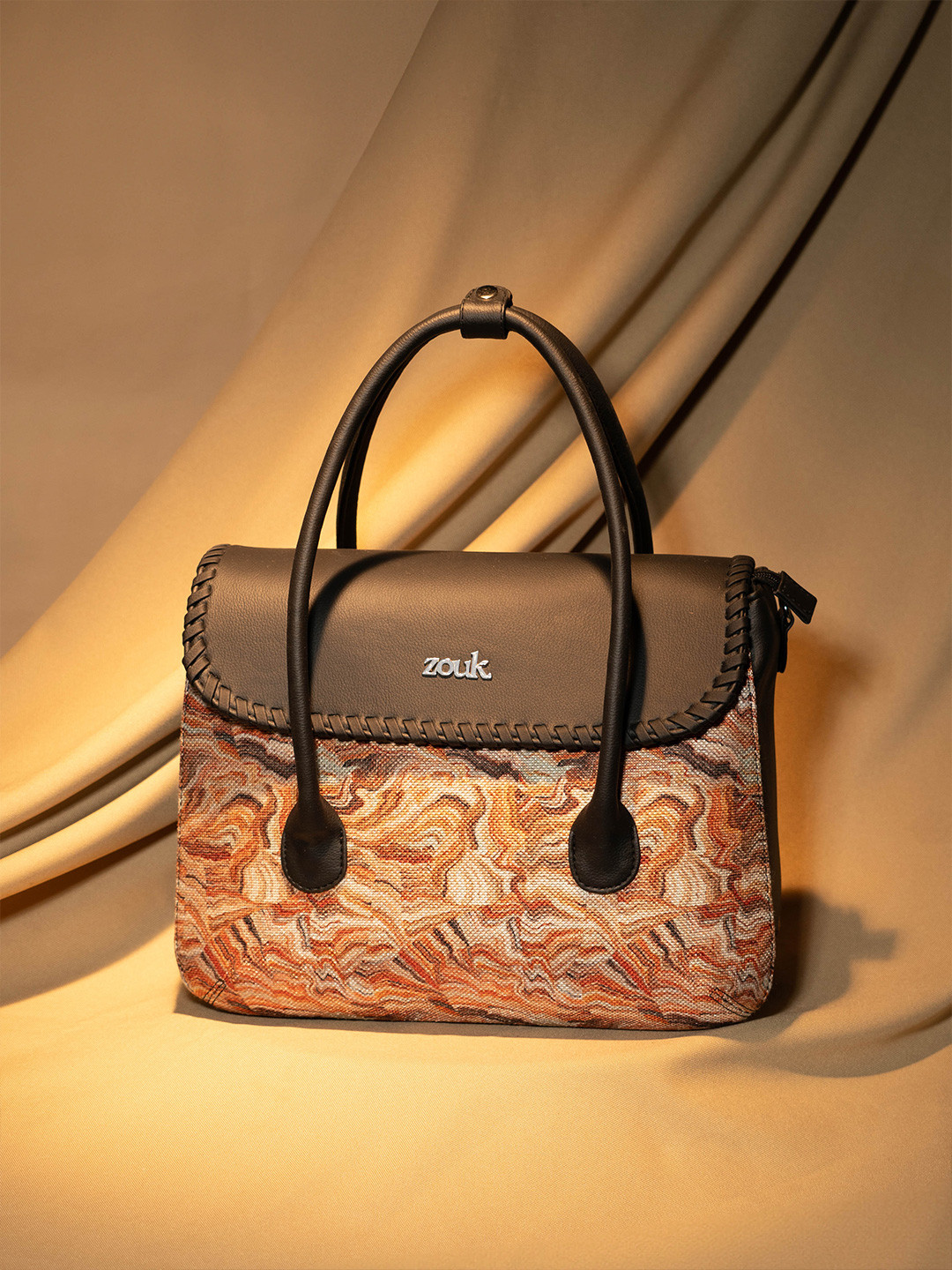 ZOUK Nicobar Coral Printed Structured Satchel Bag