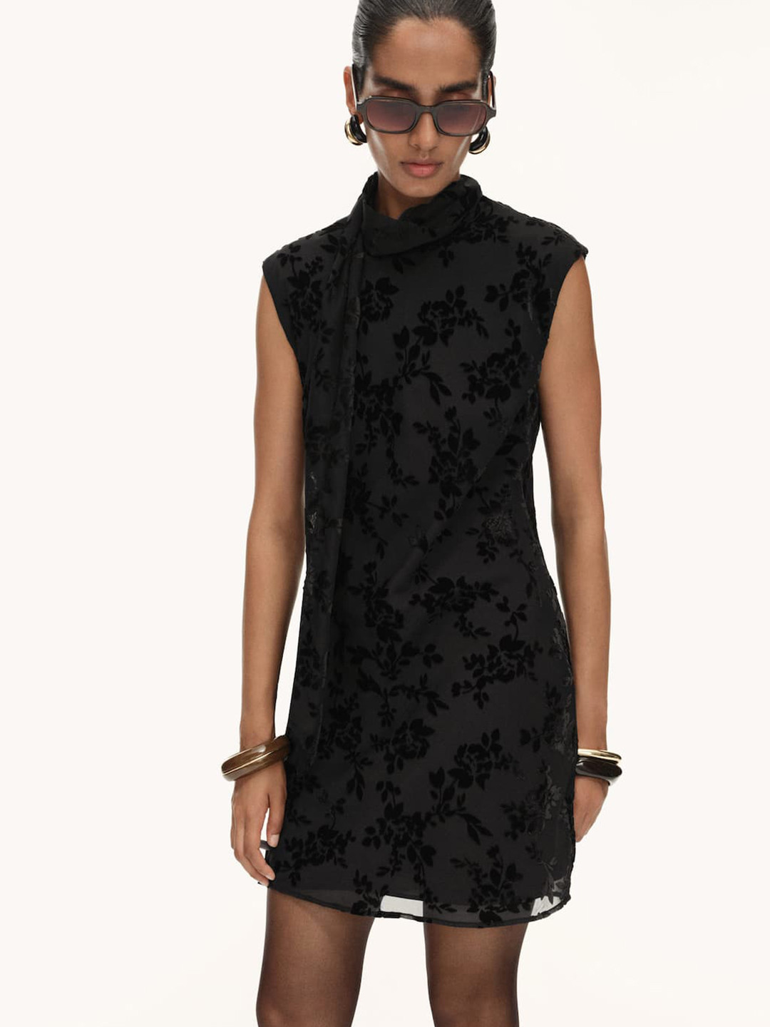 MANGO Floral Jacquard Sheath Mini Dress