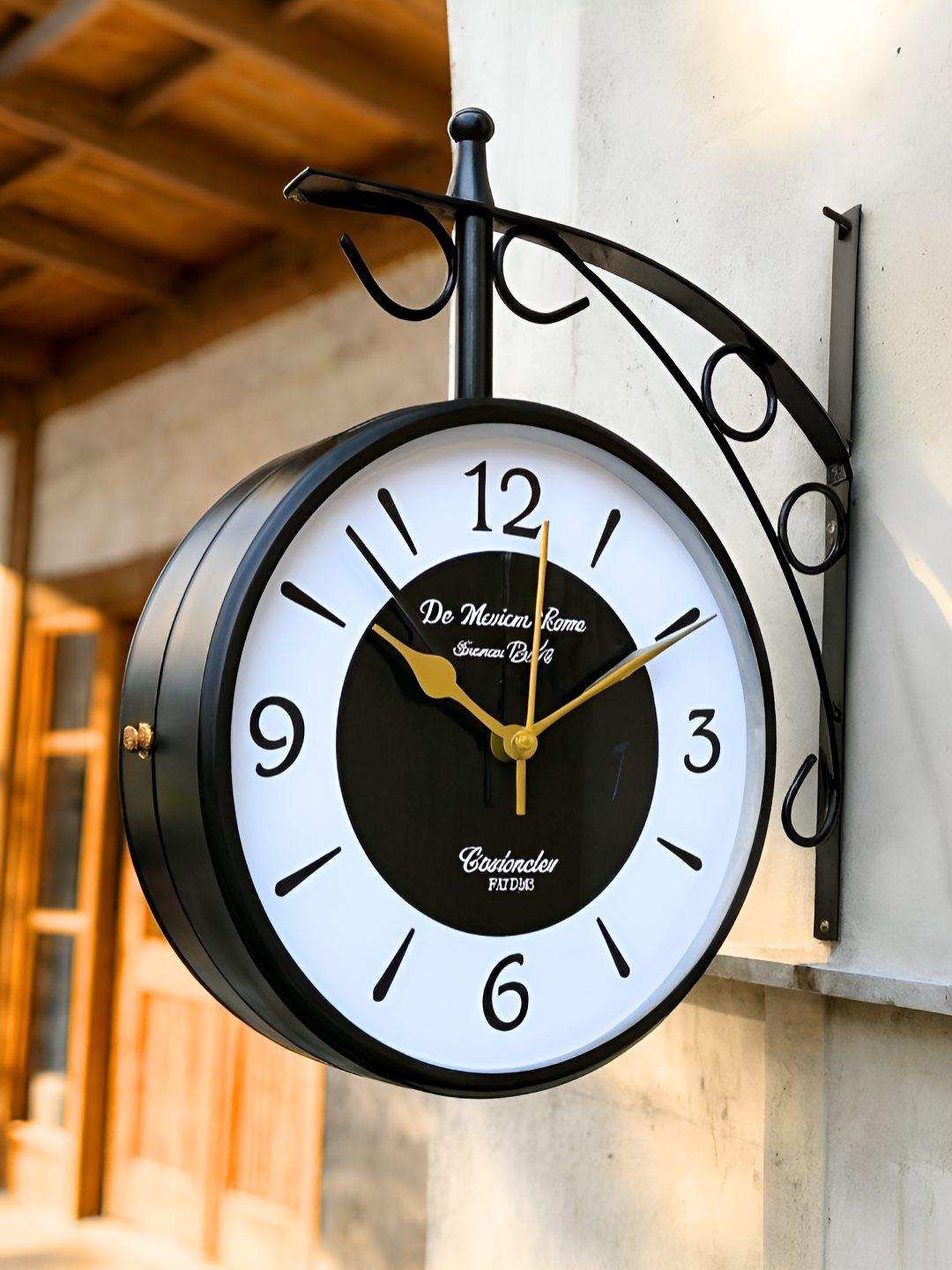 Unravel India Black & White Vintage Wall Clock