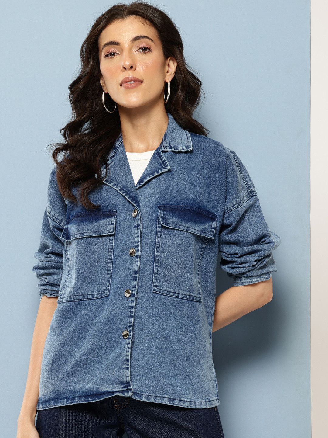 Aarika Notched Lapel Denim Jacket