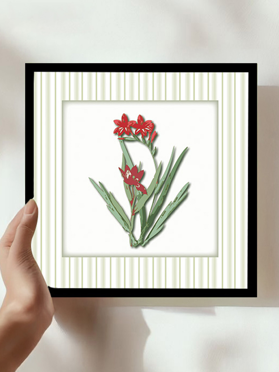 nestroots White & Yellow Stem & Scarlet Canvas Wall Art