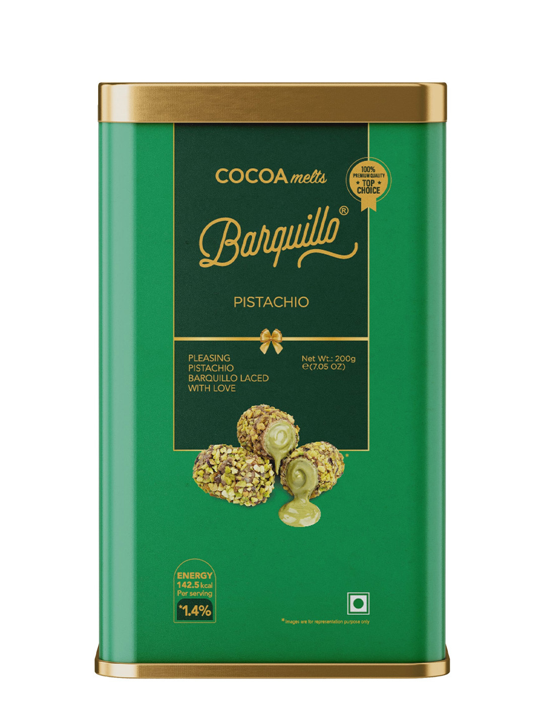 Barquillo Unisex 10 Pcs Premium Pistachio Coated Chocolate Biscuit Rolls 200g